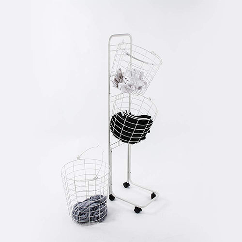 3 Tier Rolling Laundry Hamper With 3 Removable Wire Basket