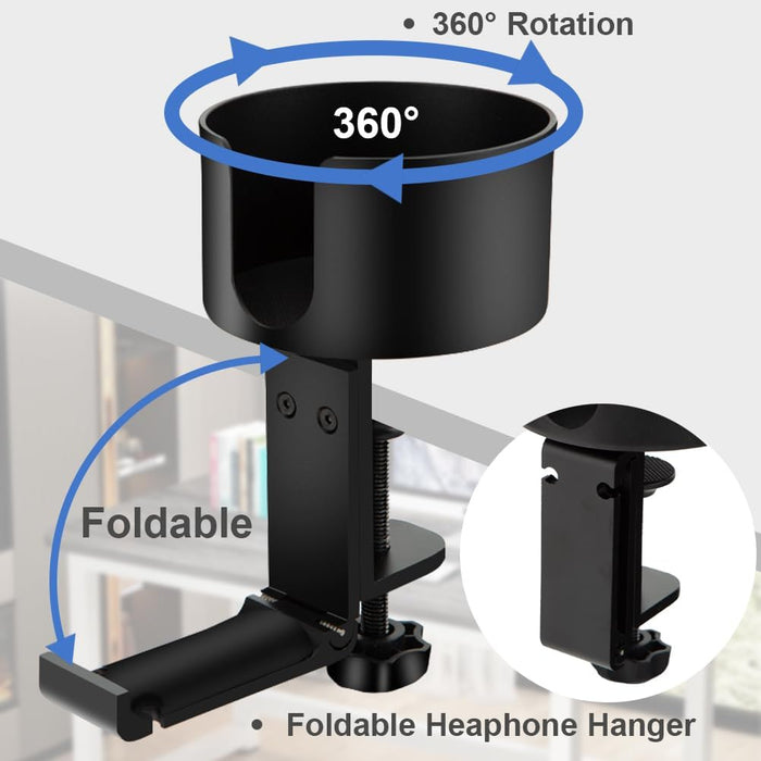 2 in 1 Table Cup Holder with Headphone Hanger