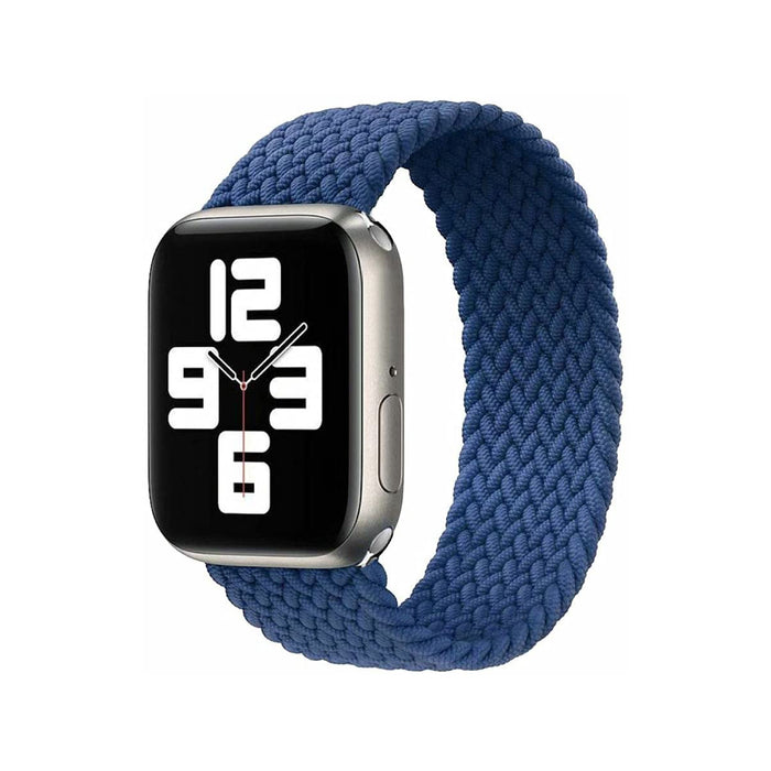Blue Nylon Solo Loop Band for Apple Watch 38/40/41mm - Stretchable and Adjustable, No Buckles, Skin-Friendly and Water-Resistant