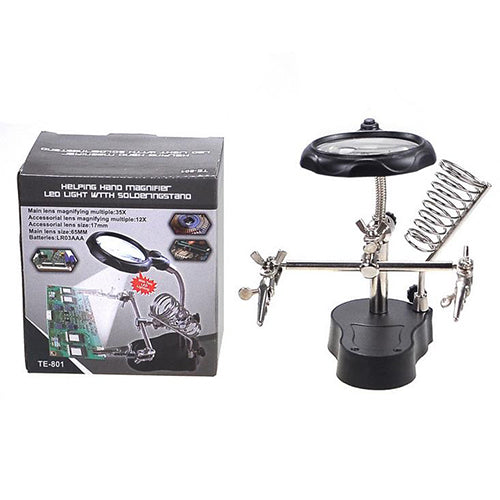 Soldering Iron Magnifier Stand with LED Lights