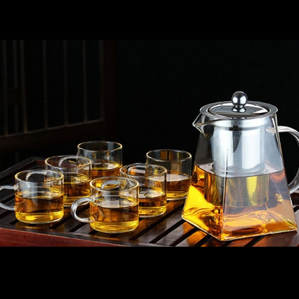 Heat-Resistant Glass Teapot with Removable Strainer