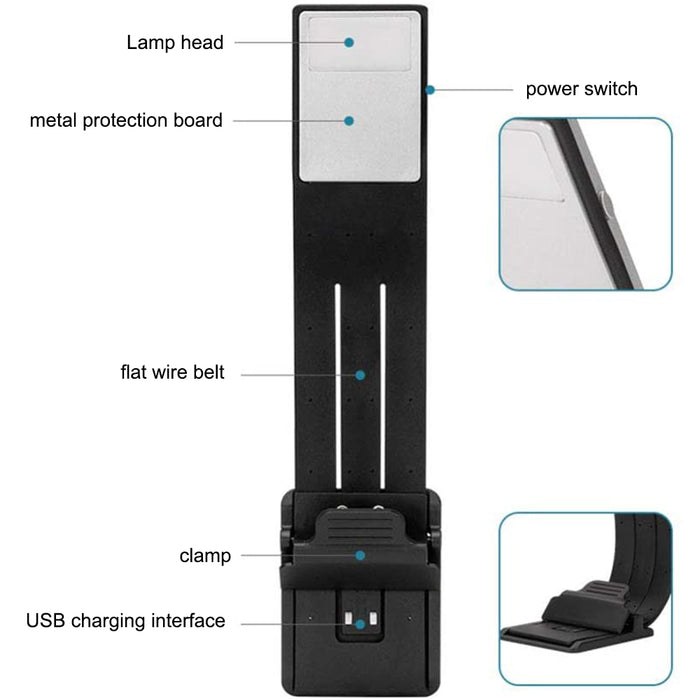 USB Rechargeable Portable LED Reading Booklight with Clip