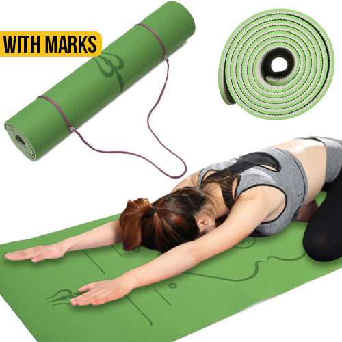 Yoga Mat With Alignment Marks Green