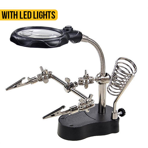 Soldering Iron Magnifier Stand with LED Lights