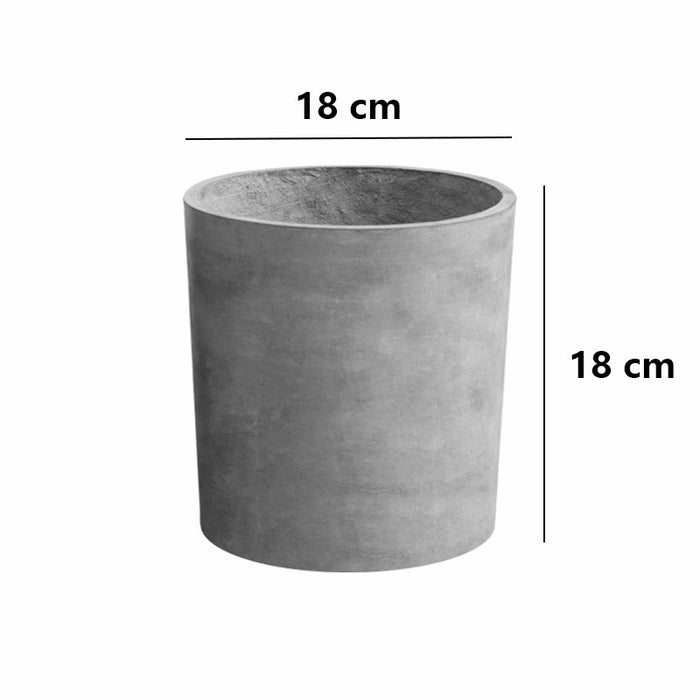 Modern Cement Gray Planter Box Cylindrical 35 Cm