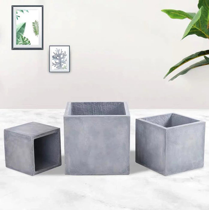 Modern Cement Gray Planter Box Cube 16 Cm