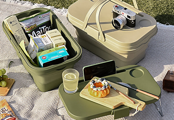 Collapsible Picnic Basket with Lid