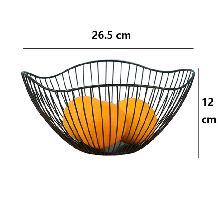 2 Pack Metal Wire Fruit Basket - 26.5CM Black