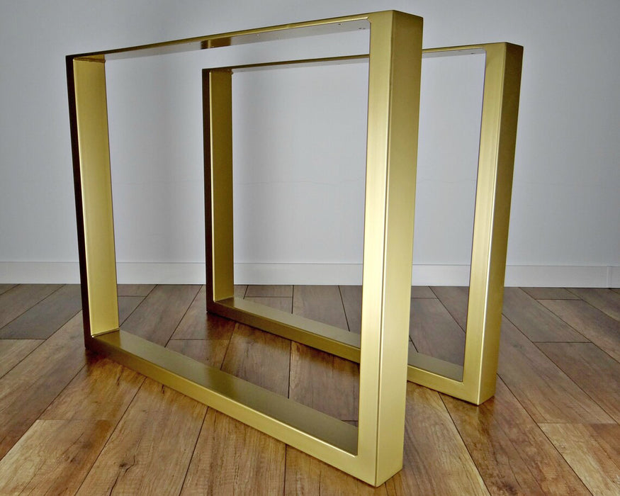 Set Of 2 Steel Square Shape Diy Table Bench Legs 72cm Gold