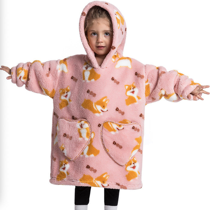 Toddler Oversized Wearable Blanket Hoodie-Corgi
