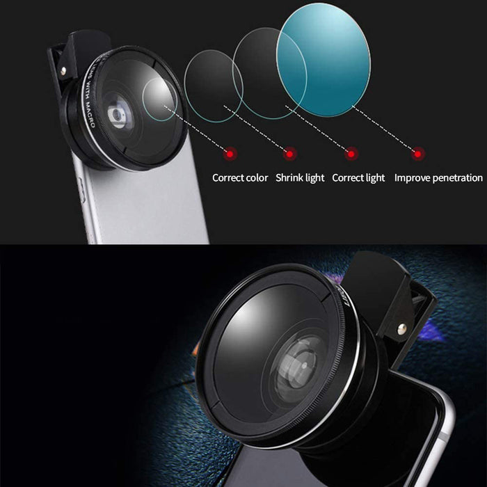 Universal 2-in-1 Wide Angle and Macro Lens Mobile Phone Clip HD Camera Lens