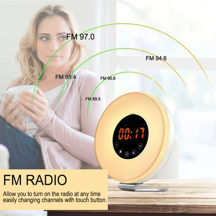 Wake-up Digital Alarm Clock Touch Sensitive LED Light Simulation- USB Powered