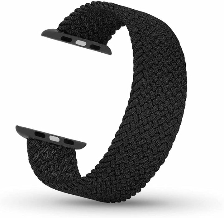 Black Nylon Solo Loop Band for Apple Watch 42/44/45mm - No Buckles, Skin-Friendly Material