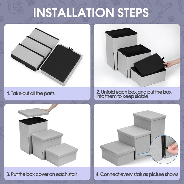 Non-Slip Pet Stairs with Storage Organizer