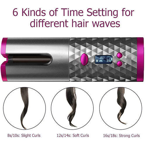 Cordless Auto Rotating Hair Curler 6 Adjustable Low Heat Setting's