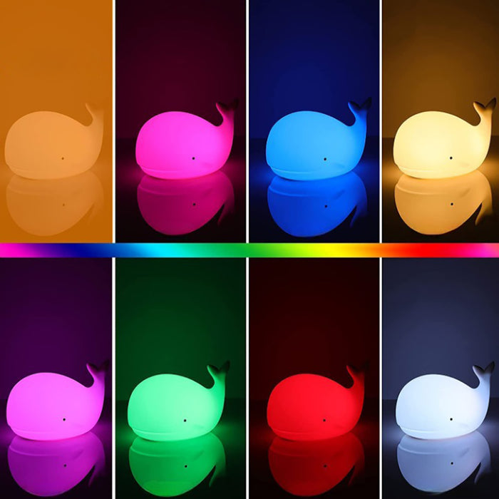 Cute Whale Night Light for Kids with 7 LED Colors Changing - USB Rechargeable